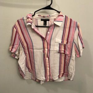 Flowy, cropped, button-up tee from forever 21